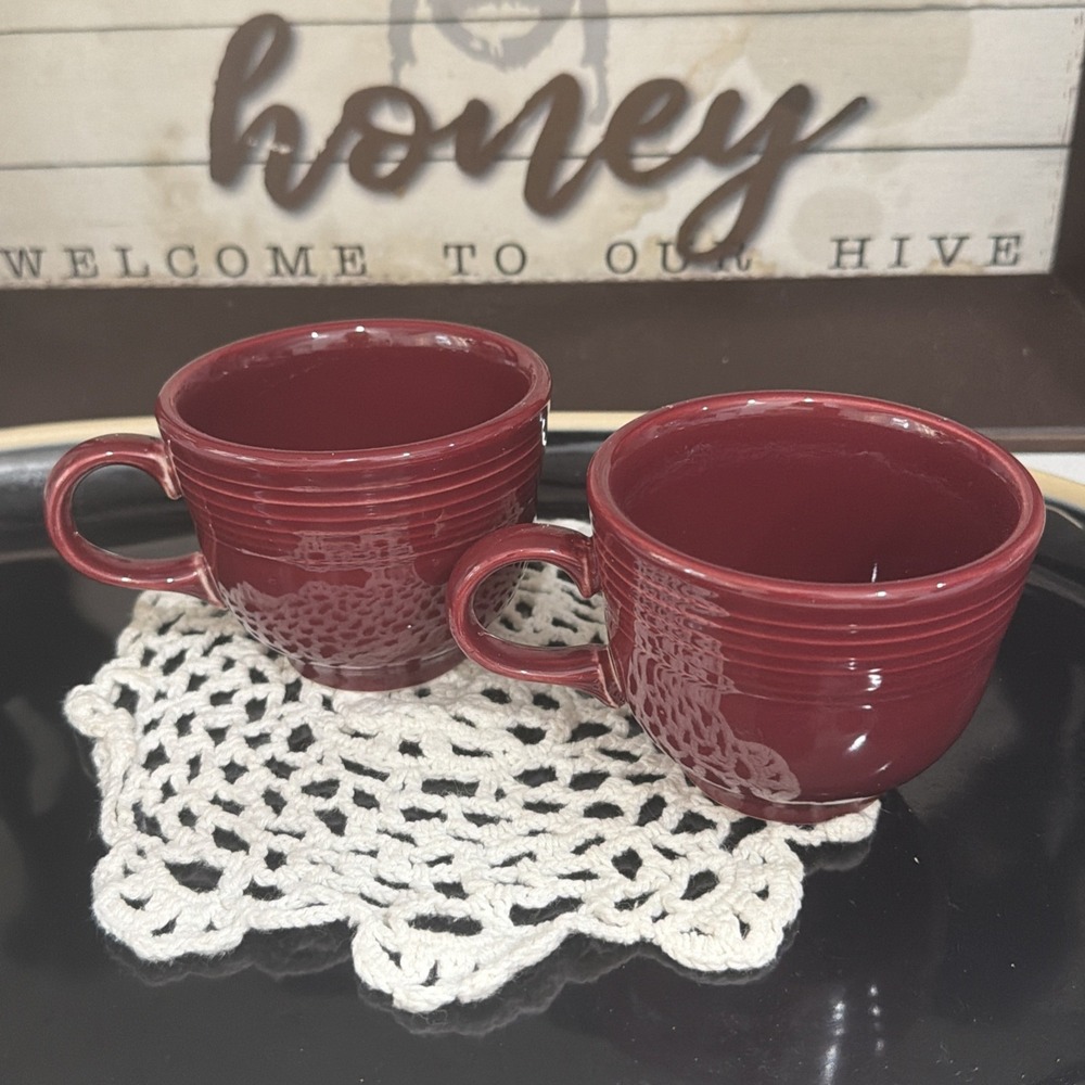 Set Of  2 Fiesta Scarlet Red Fiesta Ware Cups and Homer Laughlin Retired Vintage